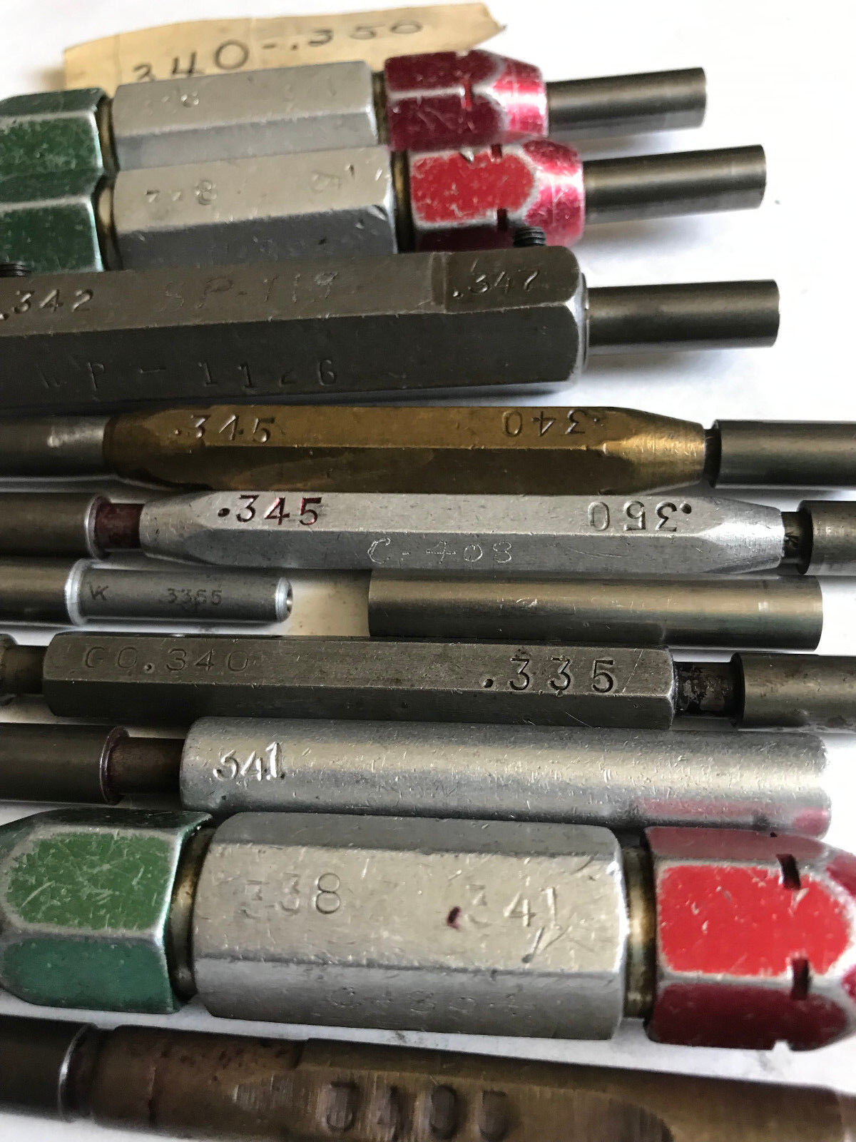 Mixed Lot Go No Go Plug Gages,.341,.345,.350,.335,342,.347, .338",.350",Es