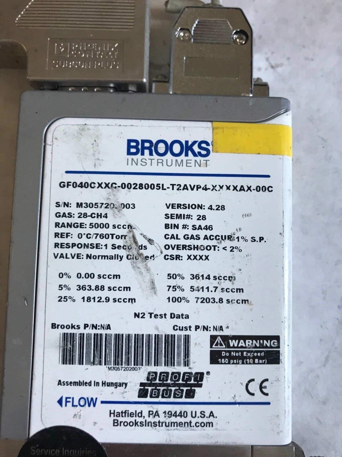 Brooks Gf040cxxc-00157,Gf040cxxc-00157 .5L-T2avp4-Xxxxax-00C Mass Controller,Ei