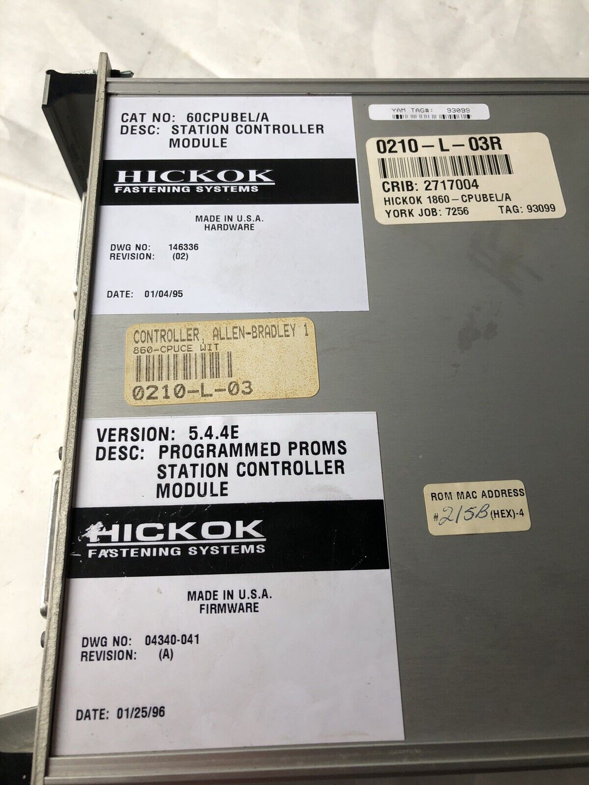 Hickok 1860-Cpubel/A,60Cpubel/A Pro-Spec 6000 Station Controller,0210-L-03R,Se