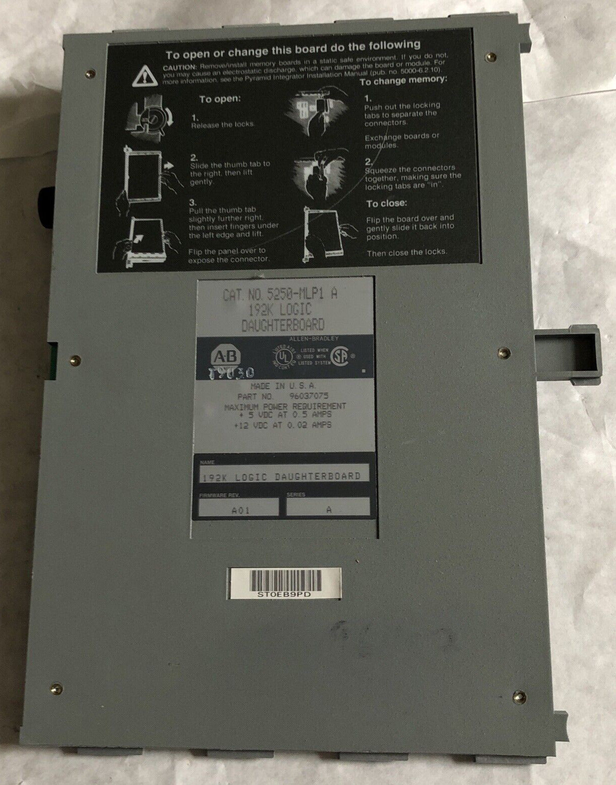 Allen Bradley  5250-Mlp1 A, 192K Logic Daughter Board,Sh