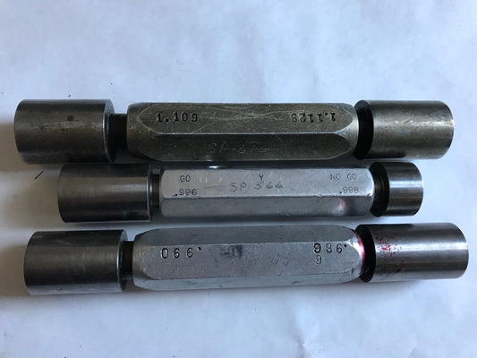 Lot The Pipe Machinery Go No Go Plug Gage .990,.986,.996,.998,1.109,1.1128,Sa