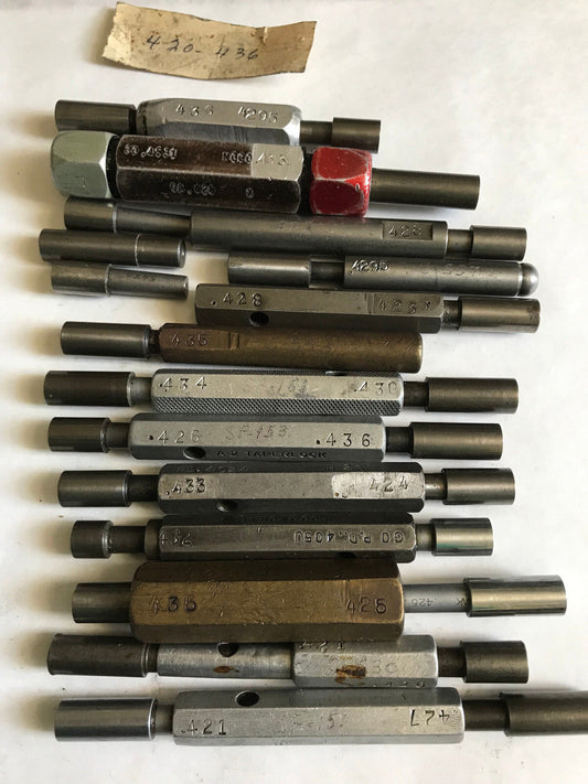 Mixed Lot Go No Go Plug Gages,.420,.421,.427,.435,.428,.433,.424,.426,.436 ,Es