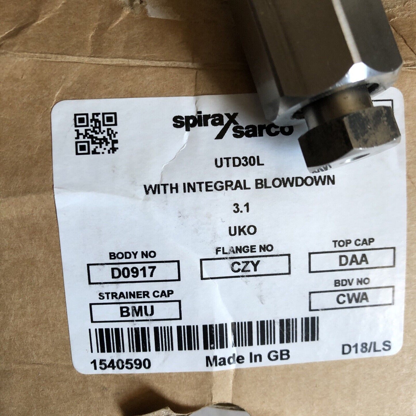 New Spirax-Sarco Utd30l  D18 Steam Trap With Integral Blowdown ,Ca40,Ay