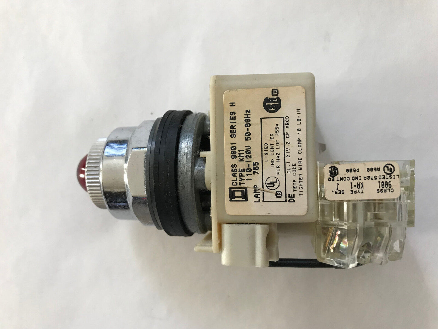 Lot 2 Square-D Class 9001 Km1,Km1r6,120V Push Test Pilot Light Red Lens,St