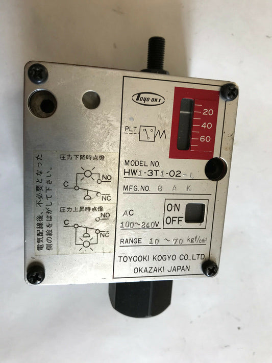 Toyooki Kogyo Hw1-3T1-02-L Pressure Switch,8Ak,10-70,110-240V,Hw1-3T1-O2-L,Sd