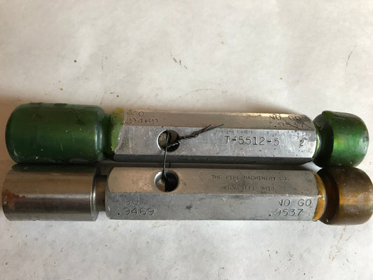 Lot 2 The Pipe Machinery 9469,9537 Inspection Gage Go No Go Plug .9469 .9537,Ag