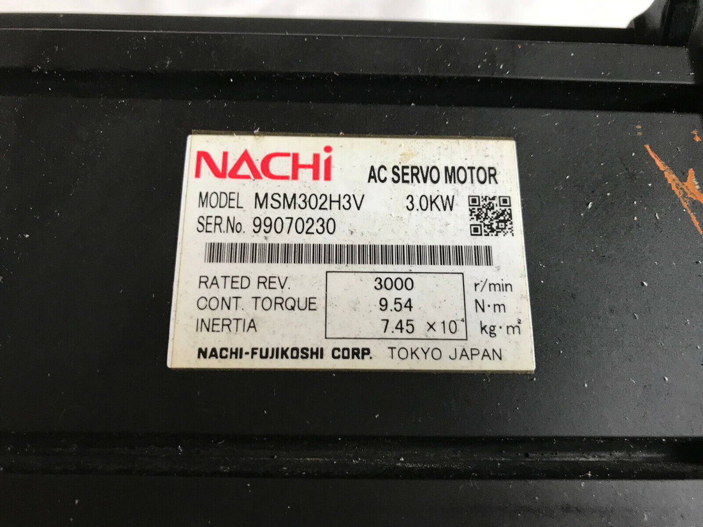 Nachi Fujikoshi Msm302h3v Ac Servo Motor 3000Rpm 9.54Nm 3.0Kw,Nachi Msm302h3v,So