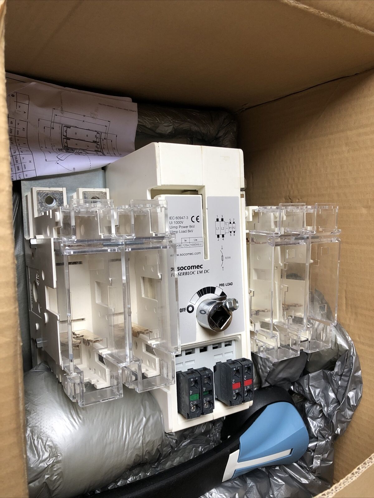 Socomec 38Dr 2012,Fuserbloc Lm Dc,Iec 60947-3 General Switch 125A,Ui 1000Vdc,Fm