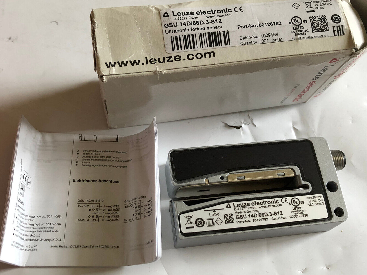 New Leuze Gsu 14D/66D.3-S12,50126782 Ultrasonic Forked Sensor,Gsu14d/66D.3S12,Fm