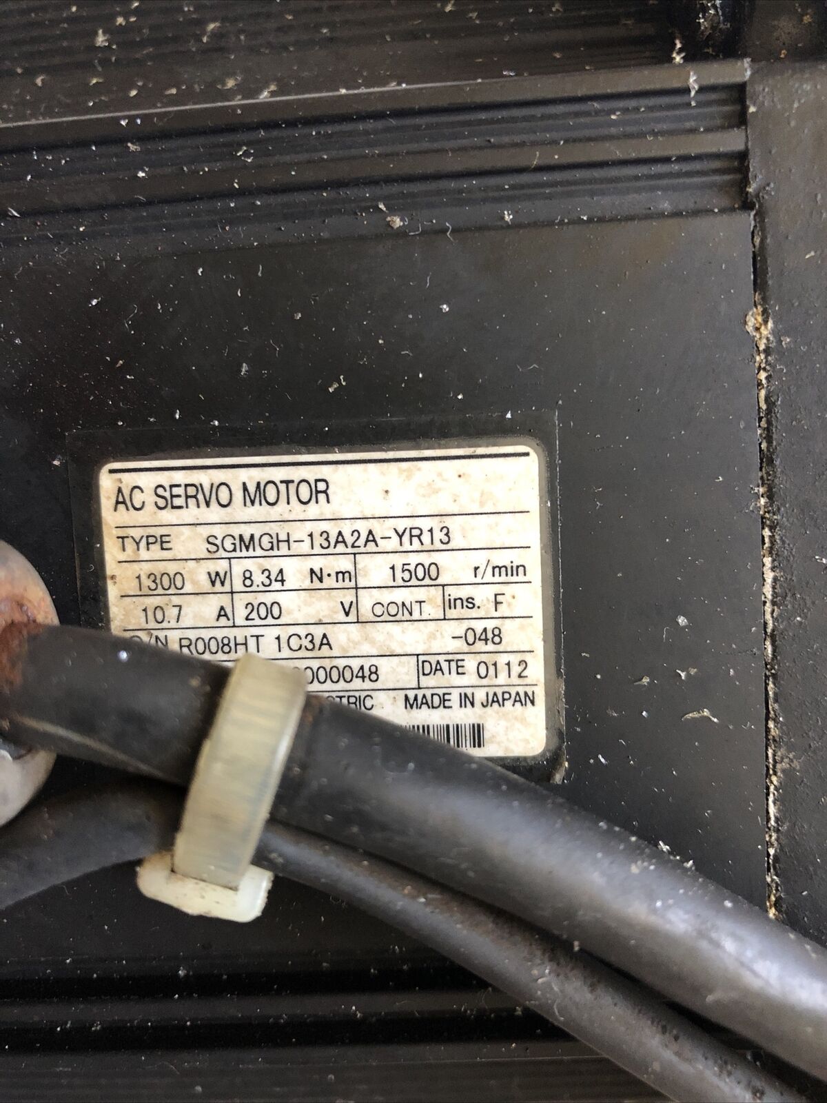 Yaskawa Electric Sgmgh-13A2a-Yr13 Ac Servo Motor,200V,1300 W, Rpm1500,Bi