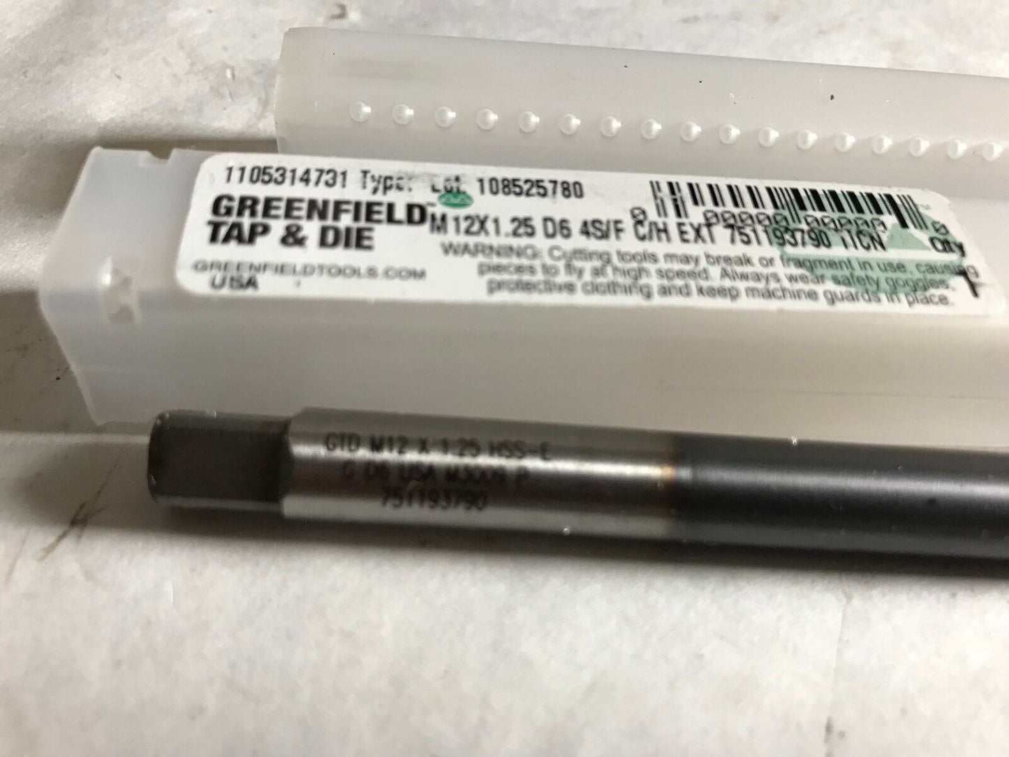 Greenfield Gtd M12 X 1.25 Hss-E 4S/F Metric Coolant Tap,Gtd M12x1.25 Hss-E,Eq