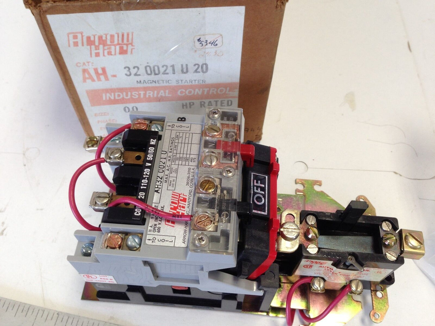 New Arrow Hart Ah-32 0021U 20 Magnetic Motor Starter,Nema 00,1-Phase,11A,110V,Sv