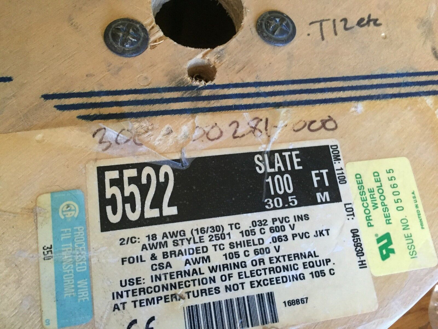 New Alpha Wire H1,5522,30' Cable 18Awg Shielded Per Ft,045951,Ll701846 Csa,Gha