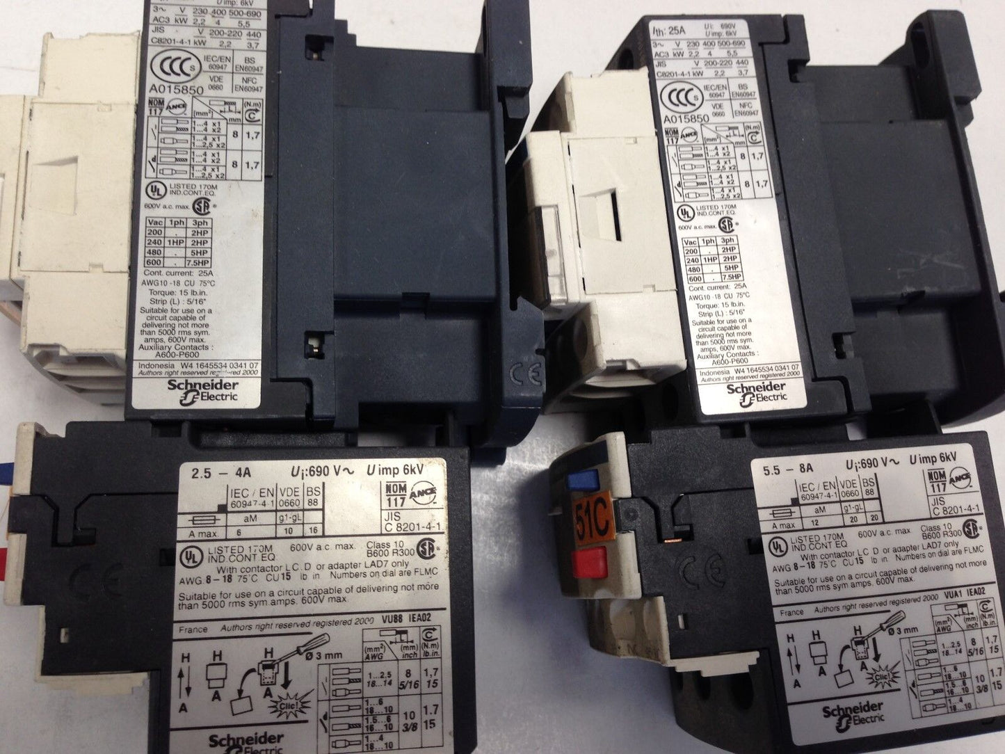 Lot 2 Telemecanique Lc1-D09 25 Amp,24V 3-Pole Contactor Lr3d,Dl