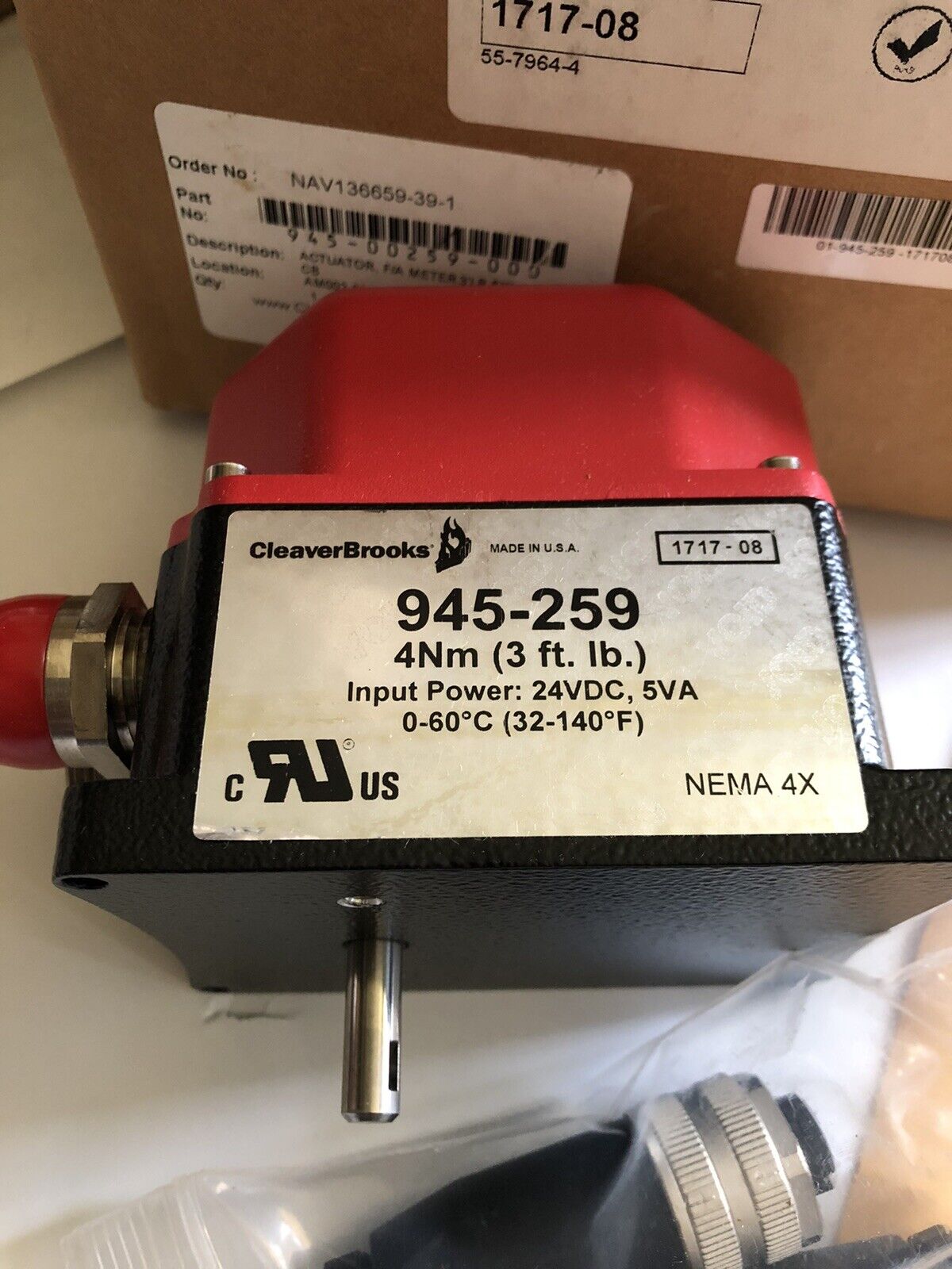 New Cleaver Brooks 945-259 4Nm Motor, 945259,1717-08,An