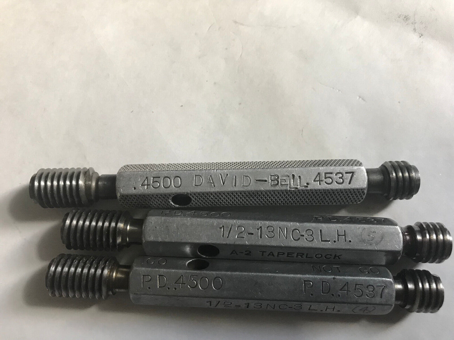 Lot 3 Go No Go  Thread & Plug Gauge  1/2-13 Nc 3 Go Pd .4500 No Go Pd .4537,Er