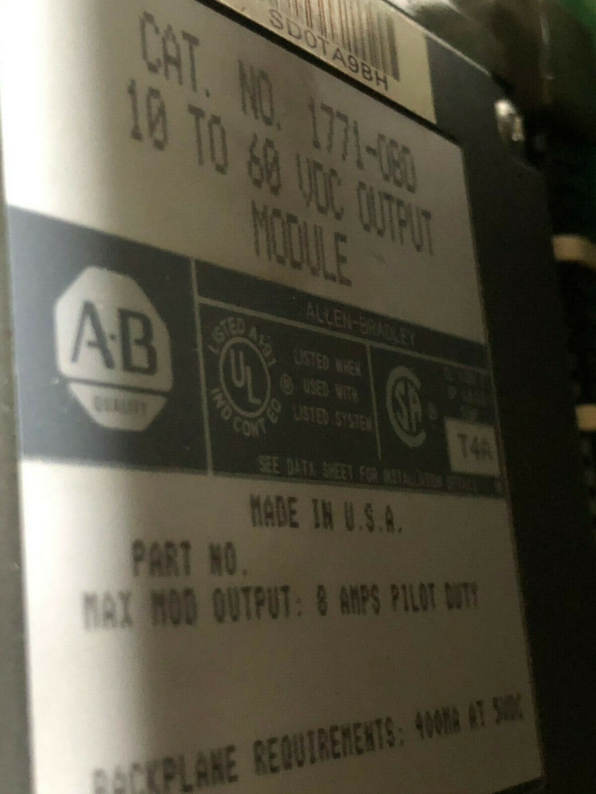 Allen Bradley 1771-08D,Remote I/O Adapter,1771-P7 Power Supply,1771-Cp1,Ae