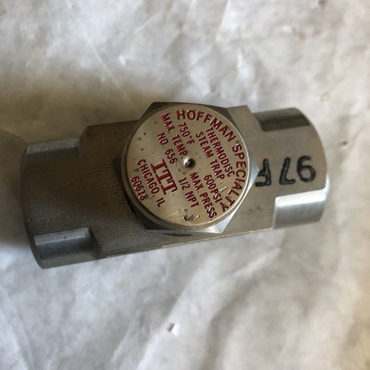 Itt 1/2" Npt Hoffman 656 Specialty Thermodisc Steam Trap 600 Psi,750F Valve,Br