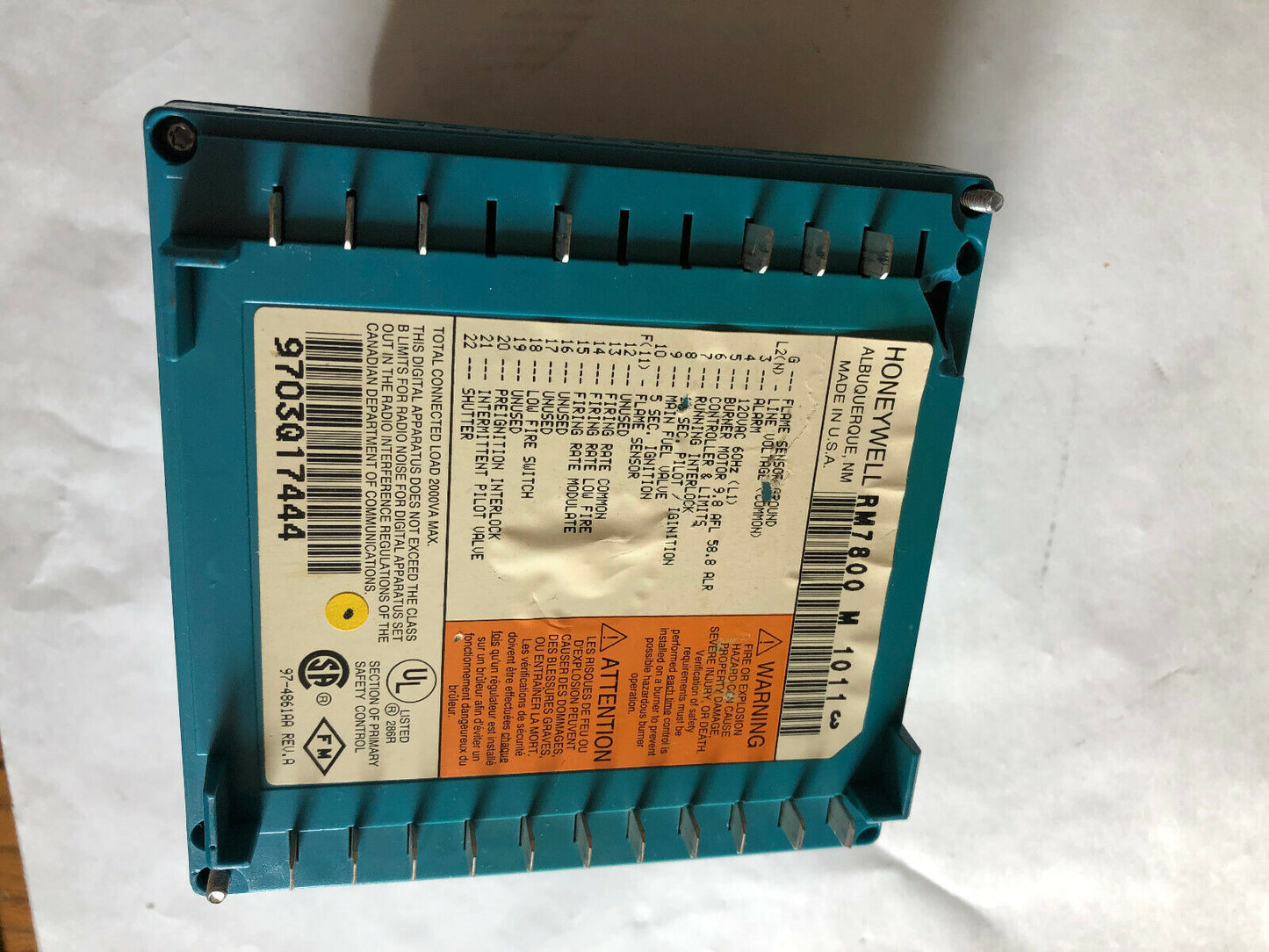 Honeywell Rm7800m1011,Burner Control Rm7800 M 1011 (See Pic &Description ),Bw,Ew