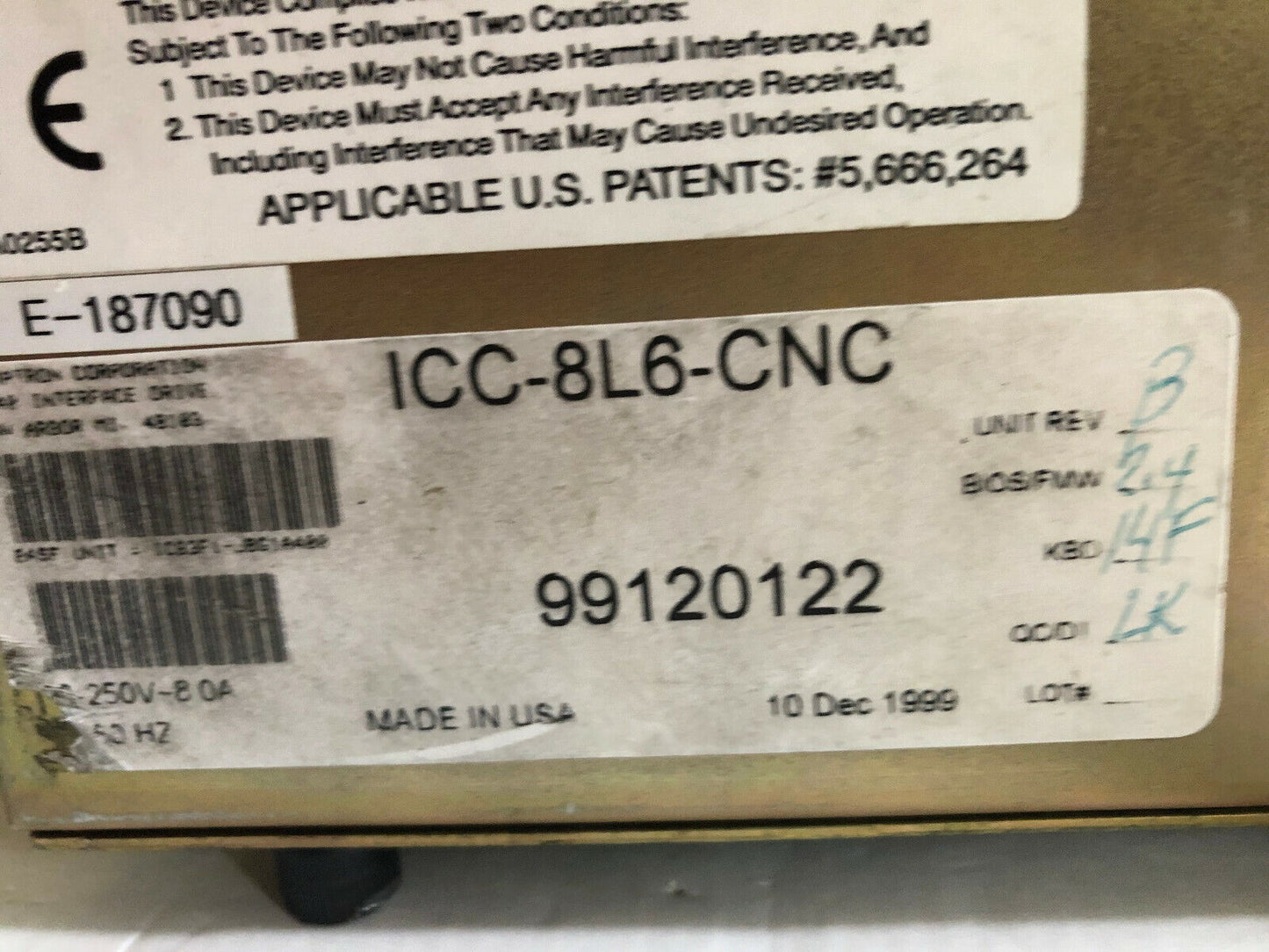 Nematron Icc-8L6-Cnc Operators Pc Control Panel  Controller,Ti