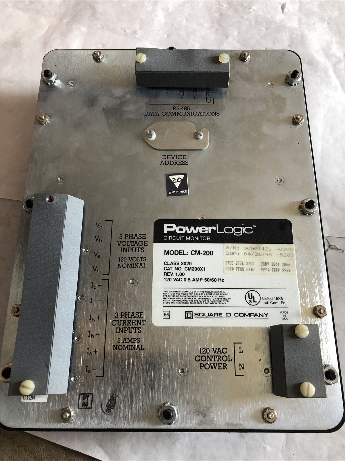 New Square-D Cm-200,Cm-200X1 Schneider Power Logic Circuit Monitor 3020Cm200,Bz