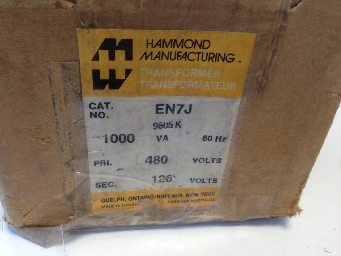 New En7j Gfc Hammond Transformer Type-E / Pri-480V/60Hz Sec-120V/1000Va 1Ph,Eg