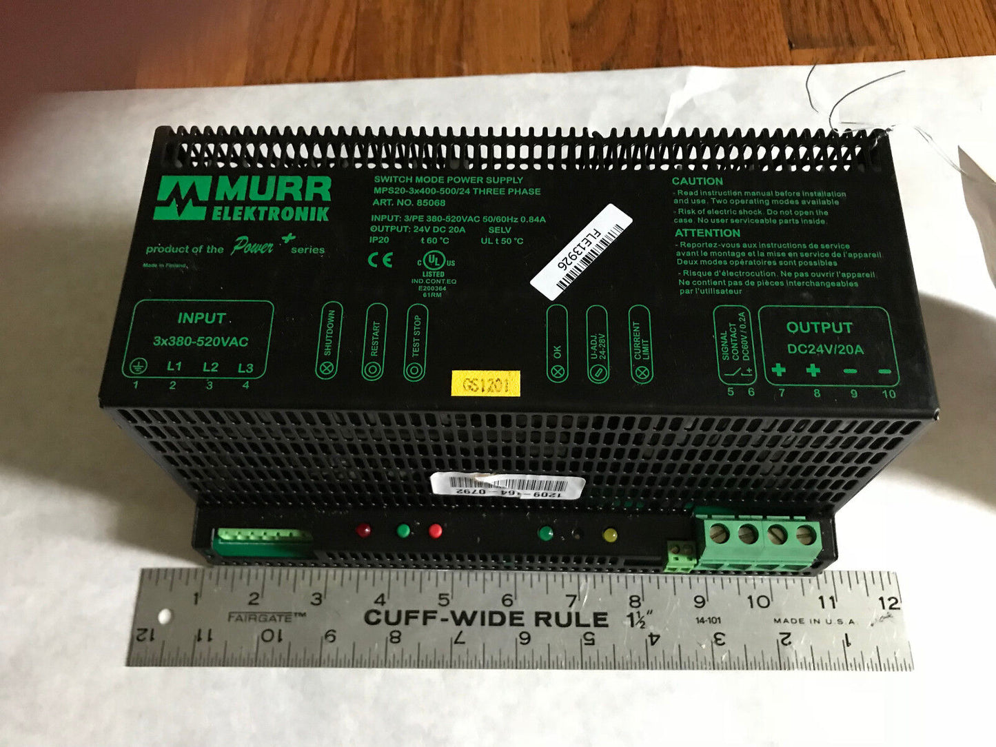 Murr Eletronik 85068 Switch Mode Power Supply,Mps20-3X400-500/24 Three ,Ek,Sj