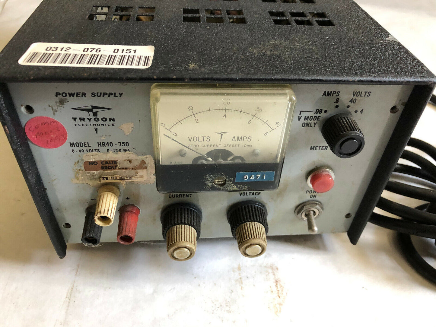 Trygon Hr40-750 Dc Power Supply, 0-40 Volts ,Ar