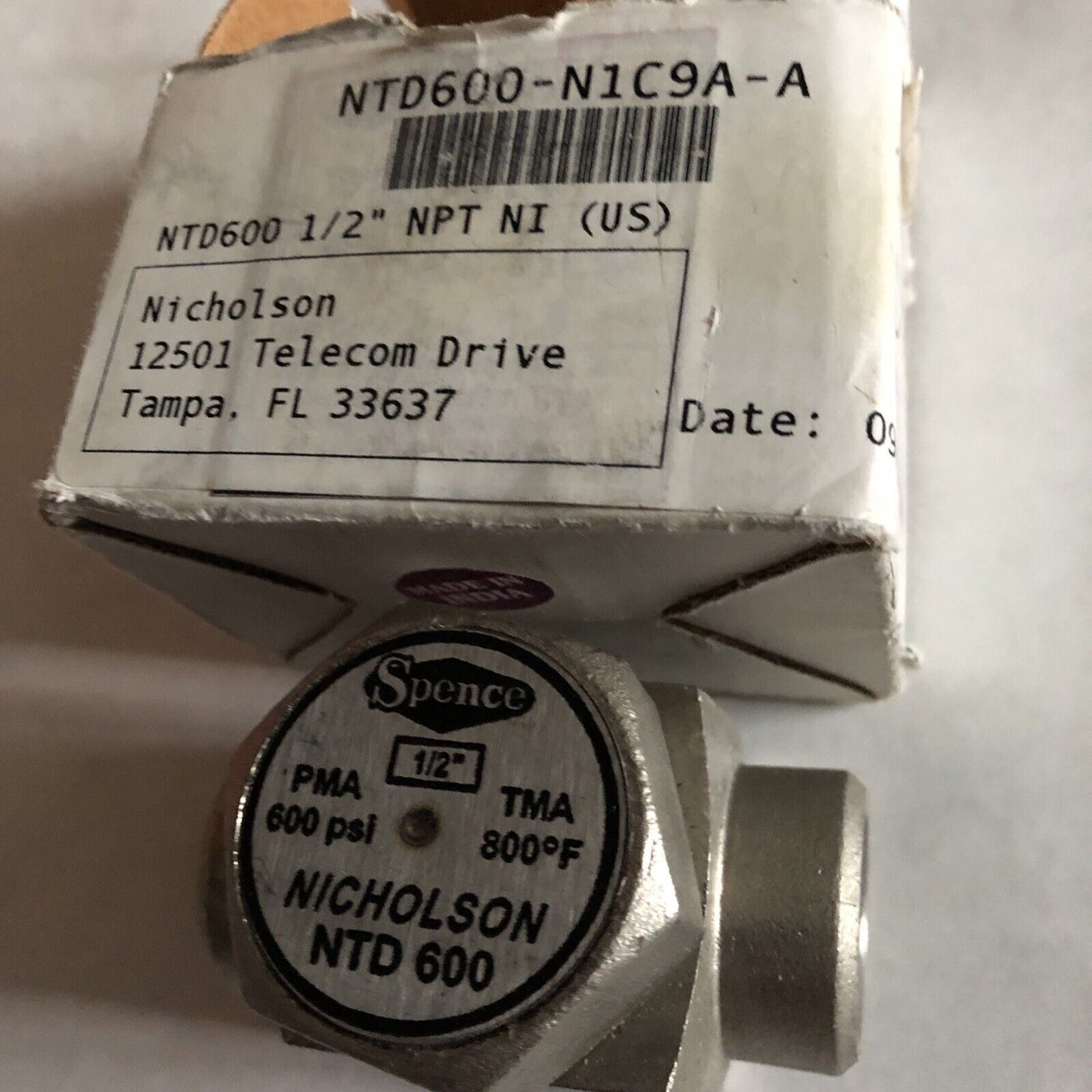 New 1/2” Spence Ntd600,Nicholson Ntd 600,800F,600Psi Thermodynamic Steam Trap,Bs