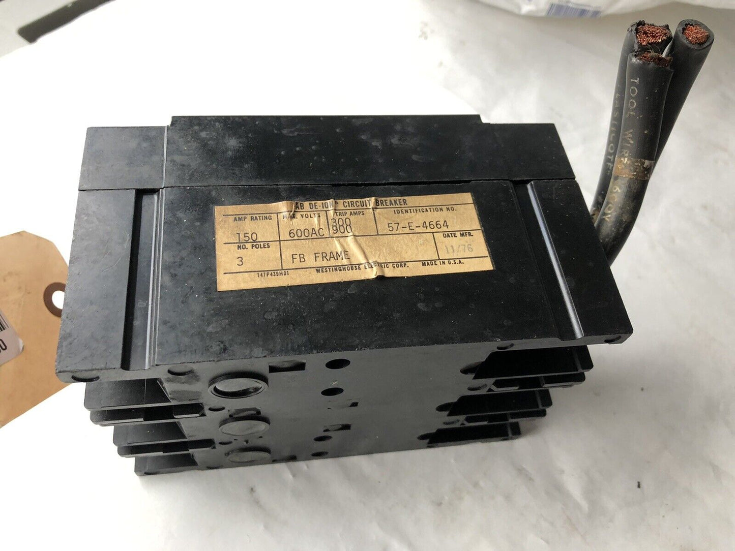 Westinghouse 57-E-4664,150 Amp Circuit Breaker, 600 Vac, 3-Pole,150A,3 Phase,Ag
