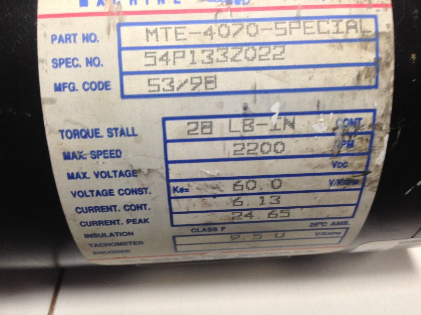 American Eagle Mte-4070-Special Dc Servo Motor,60 Vdc,2000 Rpm,Ao