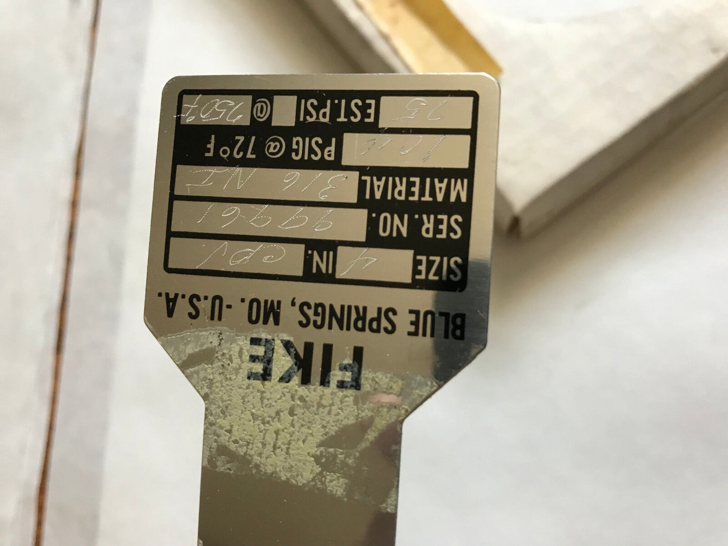 New Lot Of 3 Fike 4" Rupture Disks, 316Ni  Cpv,St