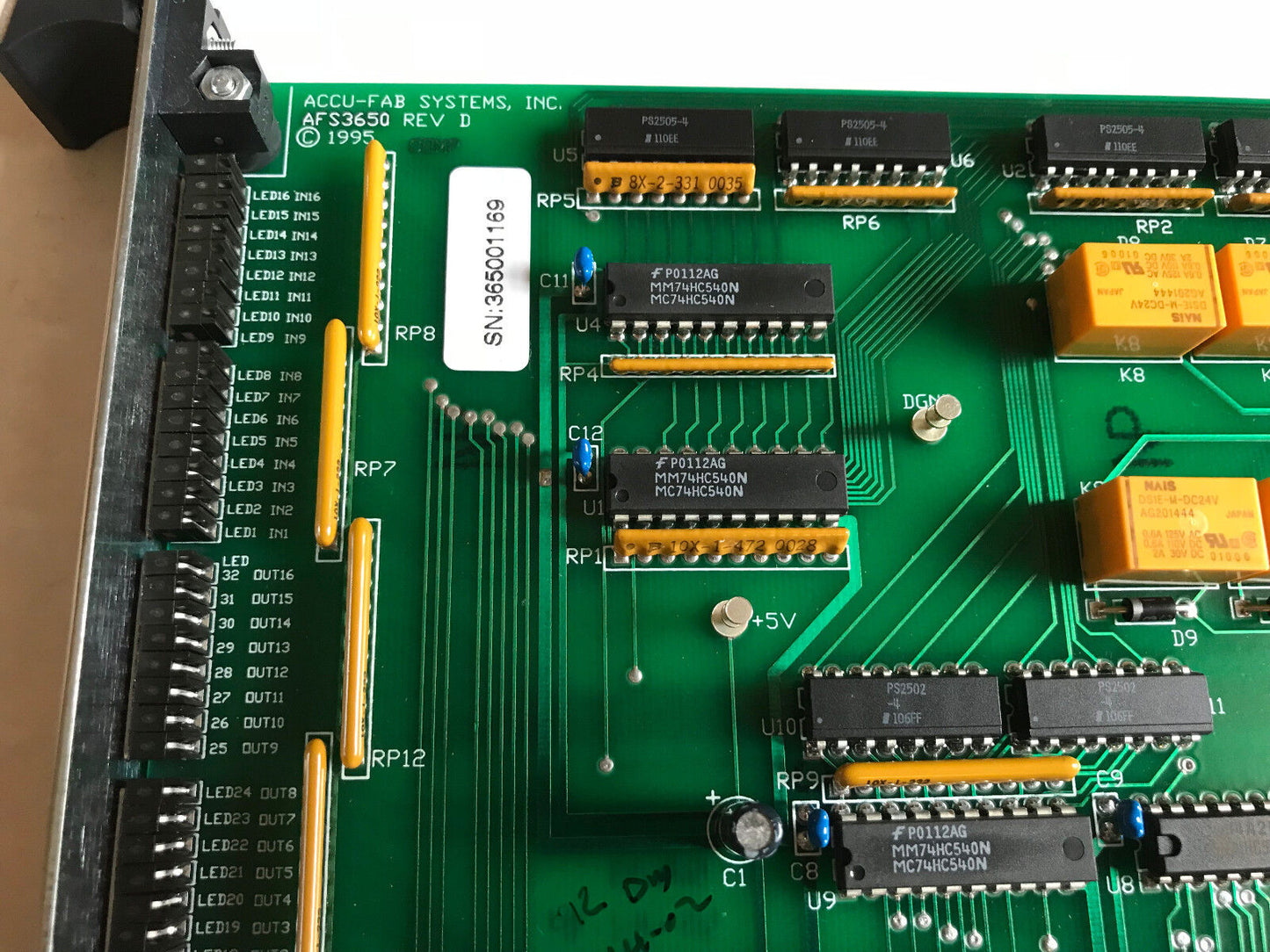New Accu-Fab 1290 Afs-3650 Digital I/O Pcb, 16 In/Out Afs3650 Rev D 3650,Sb