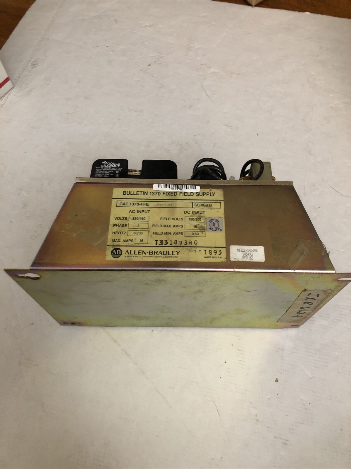 Allen Bradley 1370-Ffe 00220 Bulletin 1370 Fixed Field Supply,3Ph,230/460V,Cu
