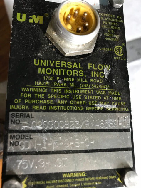 Ufm Gdn-1-5-G-S-O Universal Flow Monitor B-H No 1,Gdn-1-5-G-S-O 75V 9-Ngt,Eo