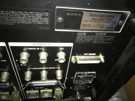 Sony Dae-1100A Digital Audio Editor Control System,Ods 30133-01 ,Aq