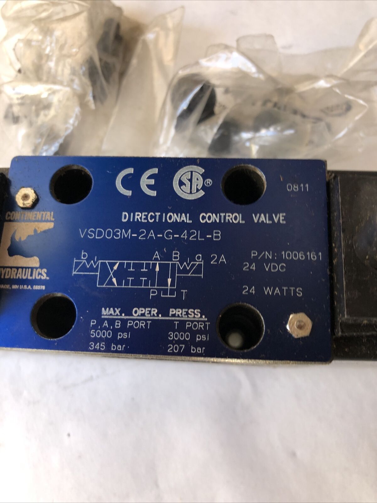 New Continental Hydraulics Vsd03m-2A-G-42L-B Directional Valve,1006161,24 V,Fi