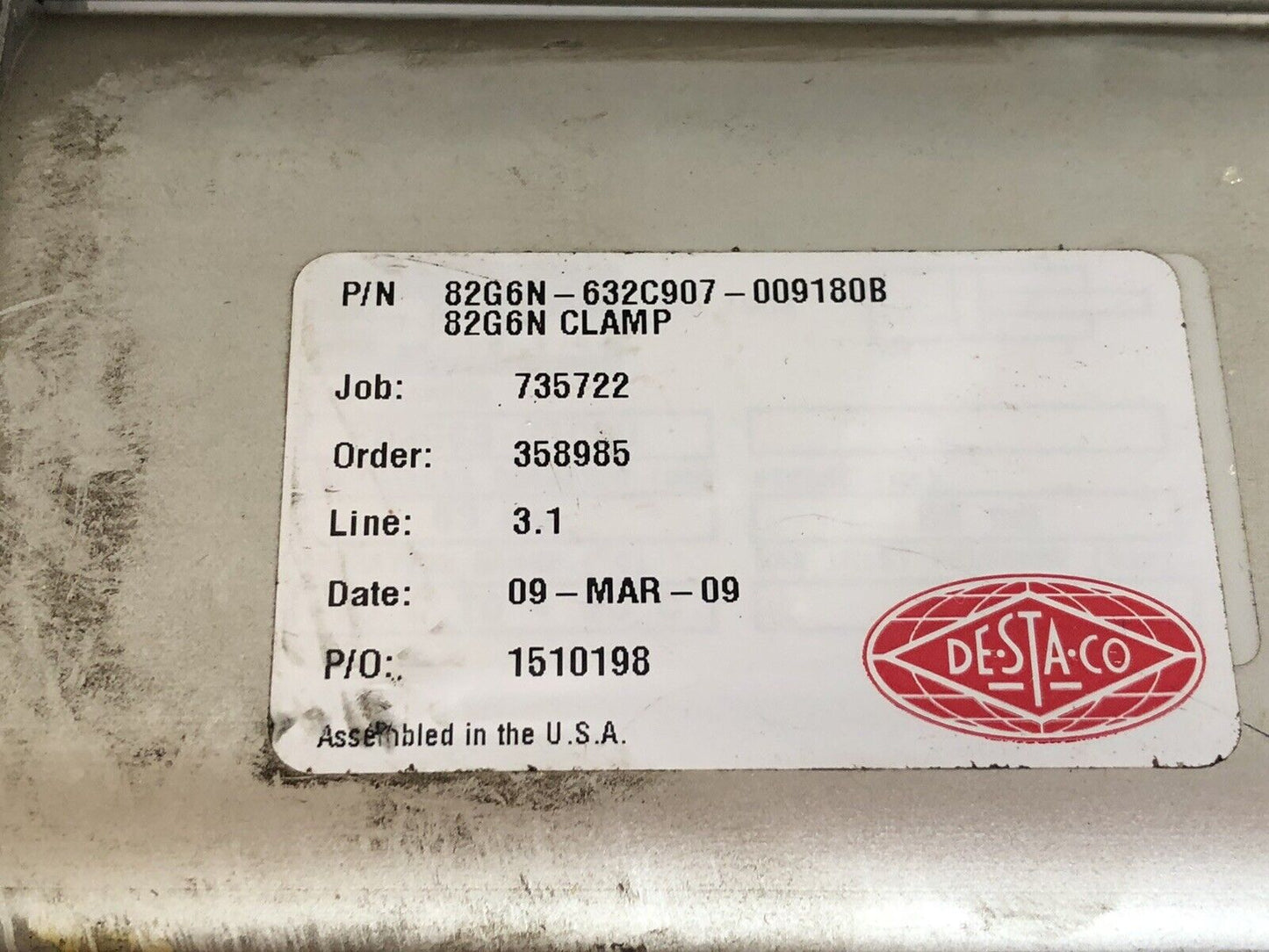 New Destaco 82G6n-632C907-009180B  Pneumatic Clamp,Tj