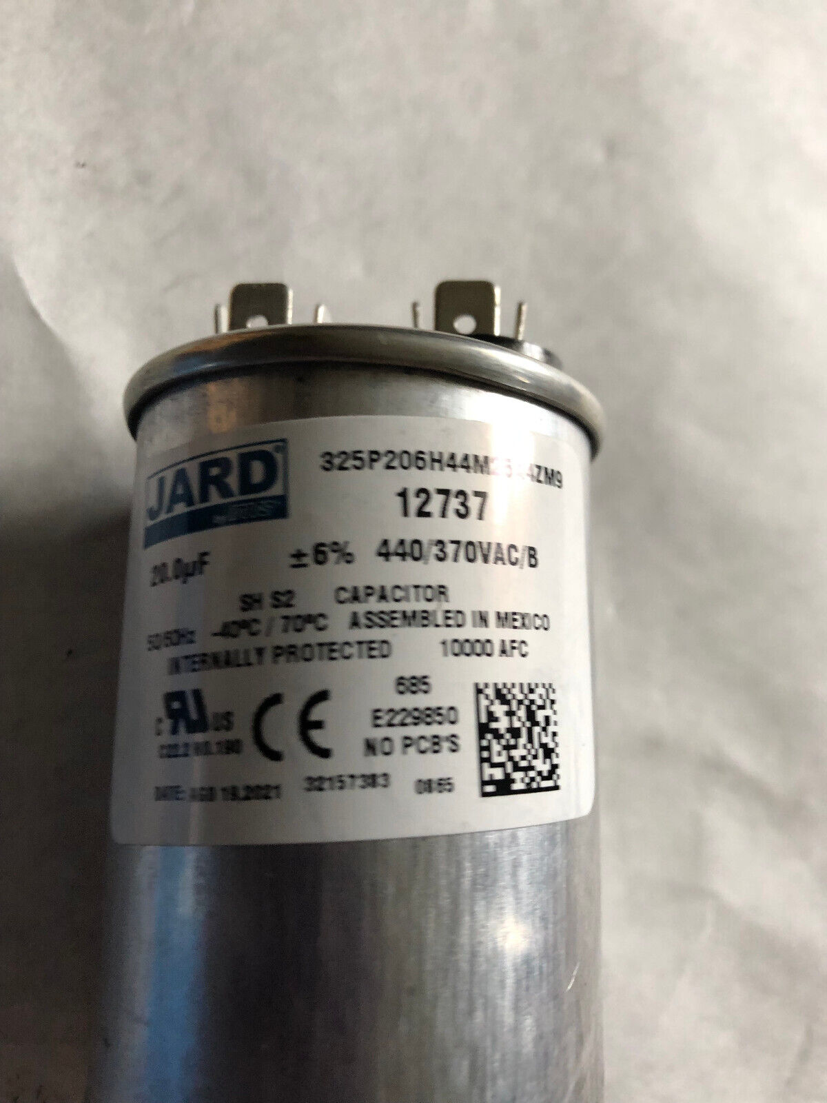 New Jard 20.0Uf, Mfd 440/370 Vac Round Motor Run Capacitors # 12737,Bv