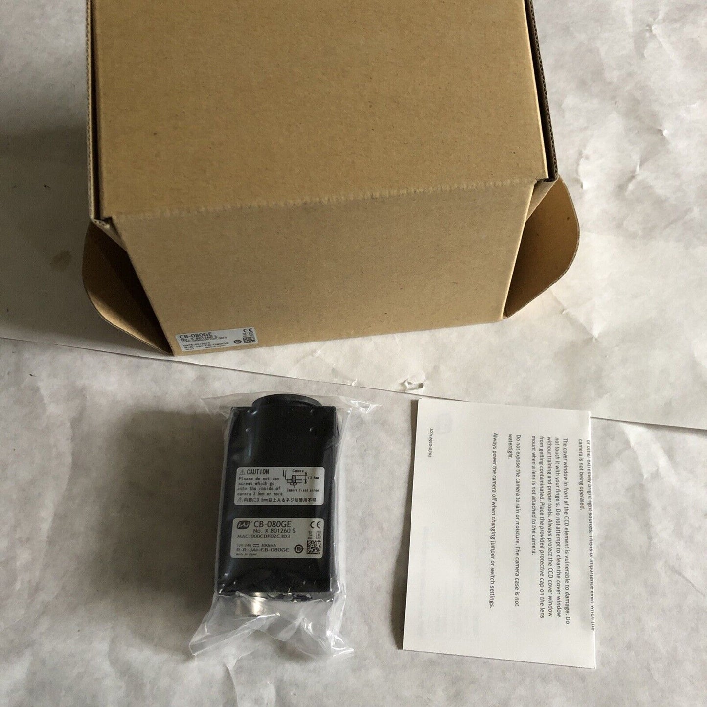 New Jai Cb-080Ge. 0.8Mp Color Area Scan Ccd Camera. C Series,Di