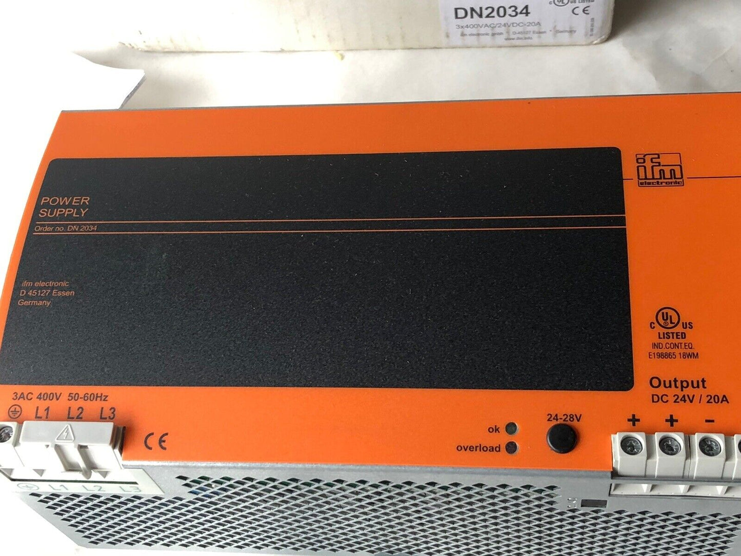 New Ifm Electronic Ecomat 200 Dn2034 Mode Power Supply,3 X 400Vac/ 24Vdc- 20A,Ac