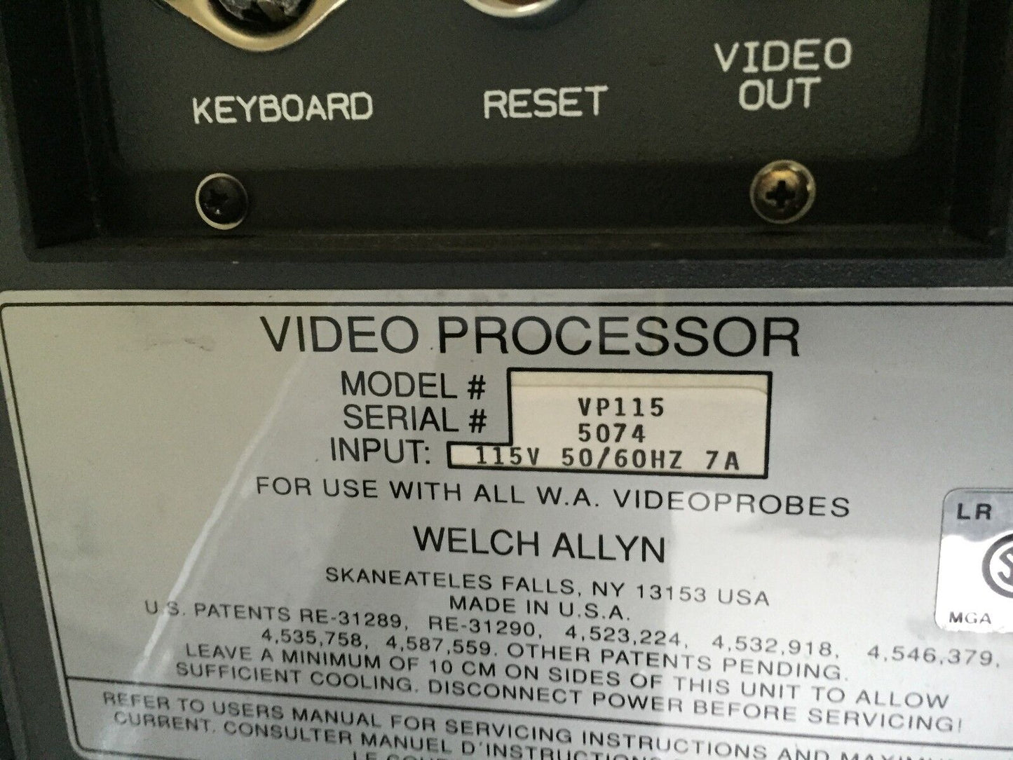 Welch  Vp115 ,Welch Allyn  Vp115  Video Probe-2000 Processor ,Aw