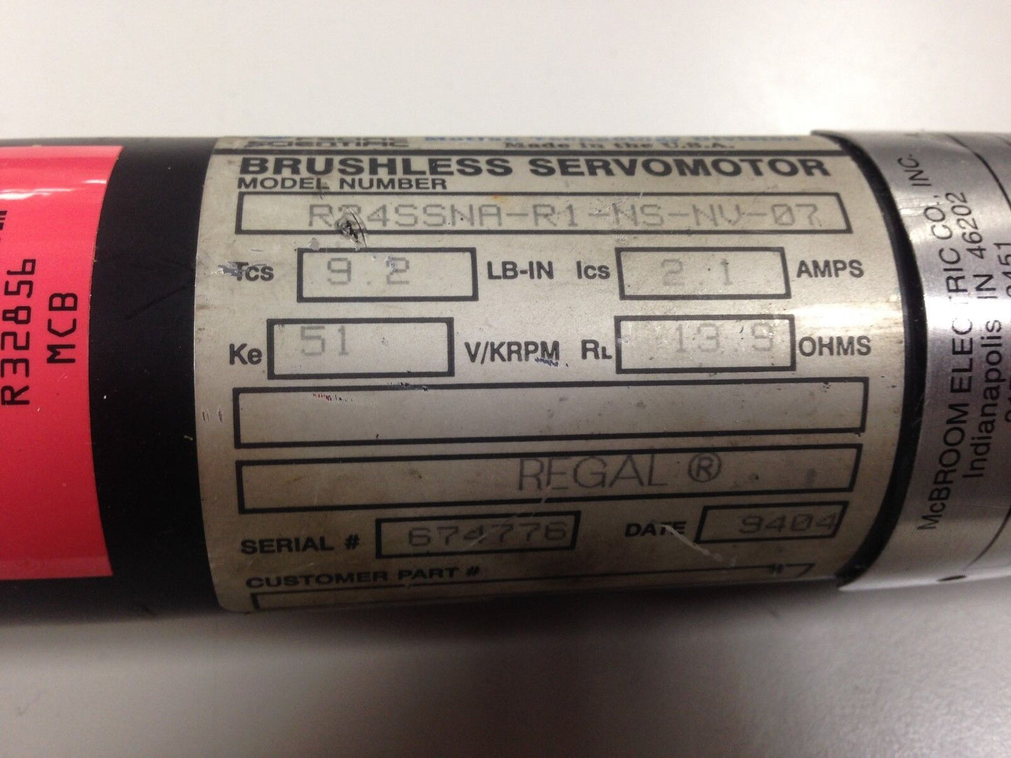 Pacific Scientific R24ssna-R1-Ns-Nv-07 Regal Dc Servo Motor,51 V/Krpm,Eh