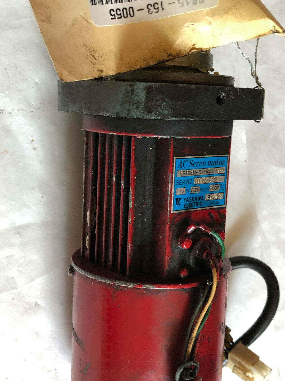 Yaskawa Electric Usarem-01Yr41 Ac Servo Motor,110 W,Rpm 3000,Usarem-Oiyr4i,Ee,Bf