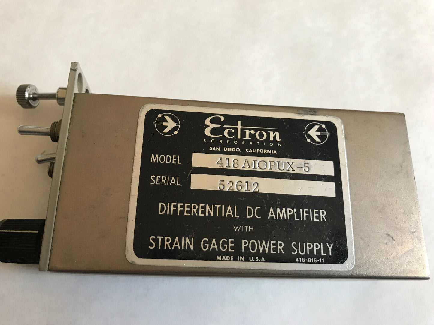 Ectron 418Aiopux-5 Differential Dc Amplifier W/ Strain Gage Power Supply,Ah