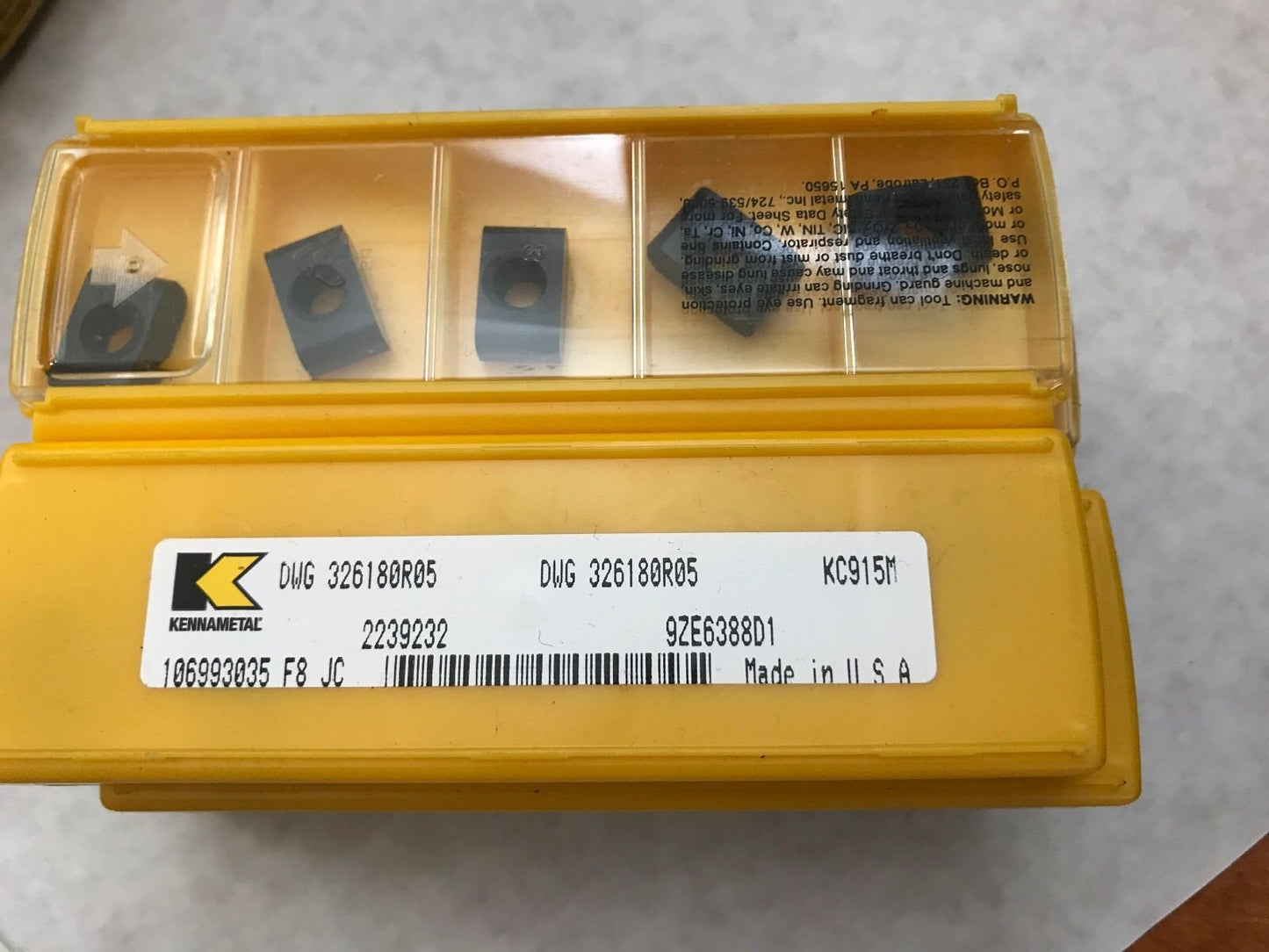 Lot 50 Kennametal Dwg 326180R05,9Ze6388d1, Carbide Inserts Kc915m,Ej,Es