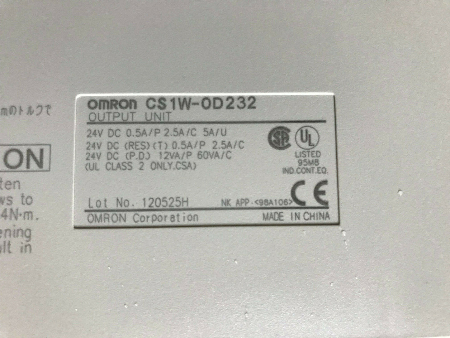 Omron Cs1w-Od232 Output Unit,Od232 Ch Cs, 24V Dc .5A/P,Ad