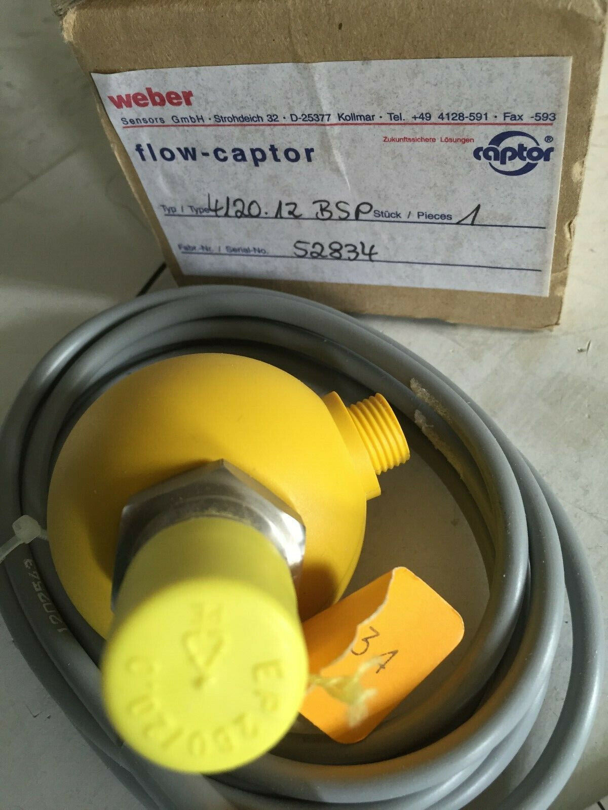 Captor 4120.12,Weber 412012 Bsp,52834,1202543 Flow Sensor,Flow-Captor 4120.12,Sm