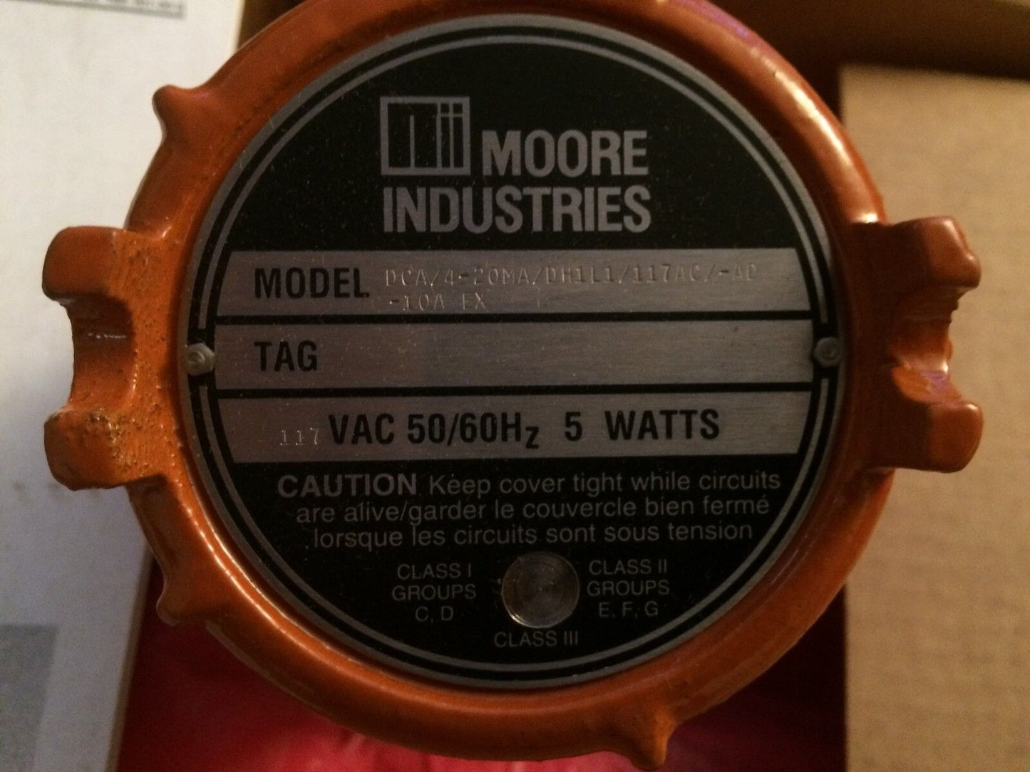 New 1 1/4 Moore Ind Current Alarm 5W,Ca/4-20Ma/Dh1l1/117Ac-Ad-10A Ex,117Vac,Et