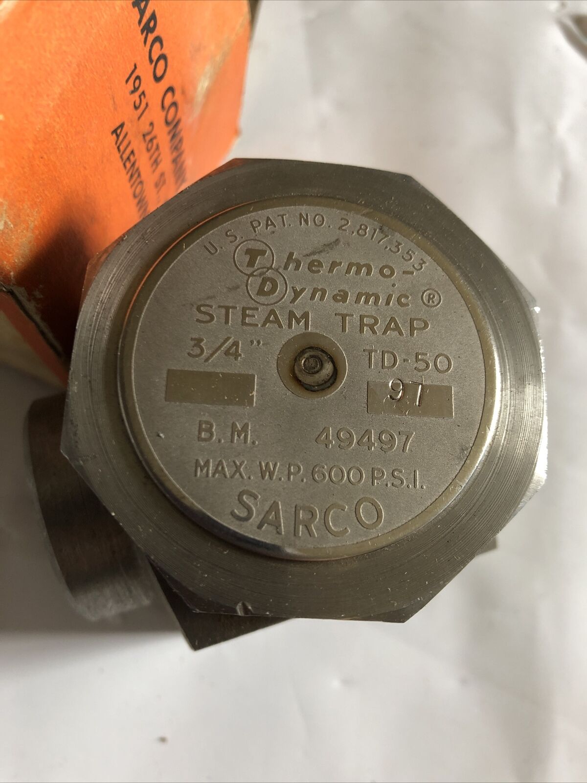 New 3/4" Spirax-Sarco 3/4 Td-50 Thermodynamic Steam Trap,B.M. 49497,Td50,An